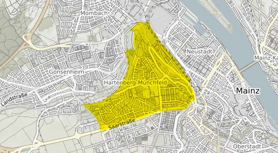 Immobilienpreisekarte Mainz Hartenberg Münchfeld